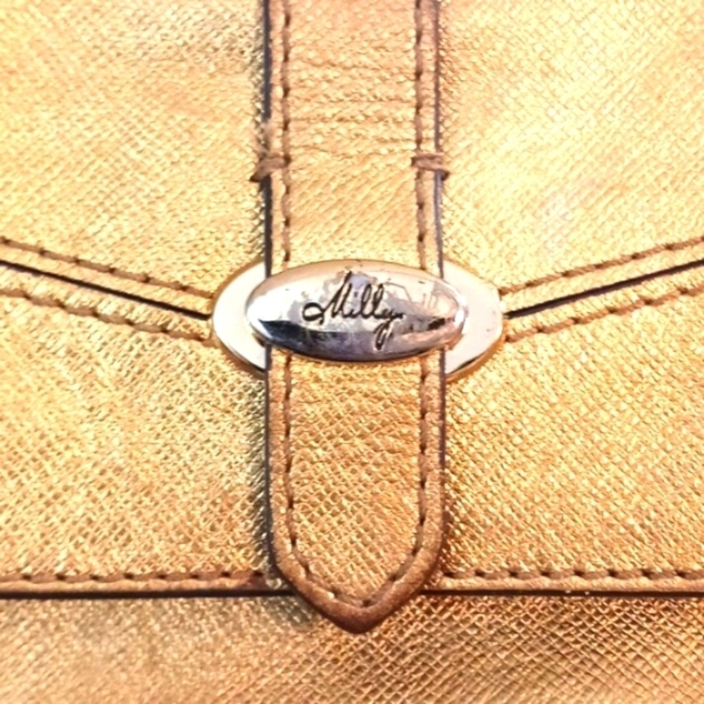 Vintage Milly Gold Leather Crossbody Bag Chain Strap - Picture 7 of 14